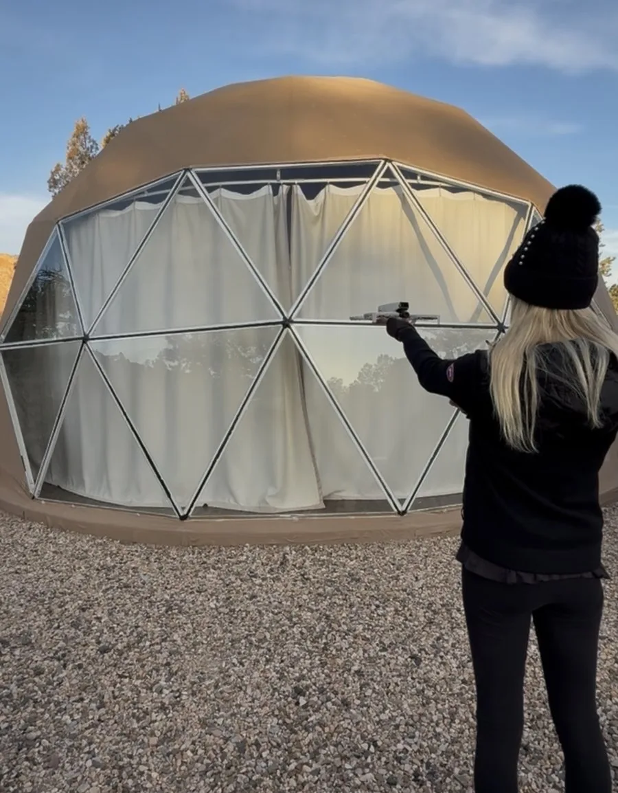 Bexx filming content on location