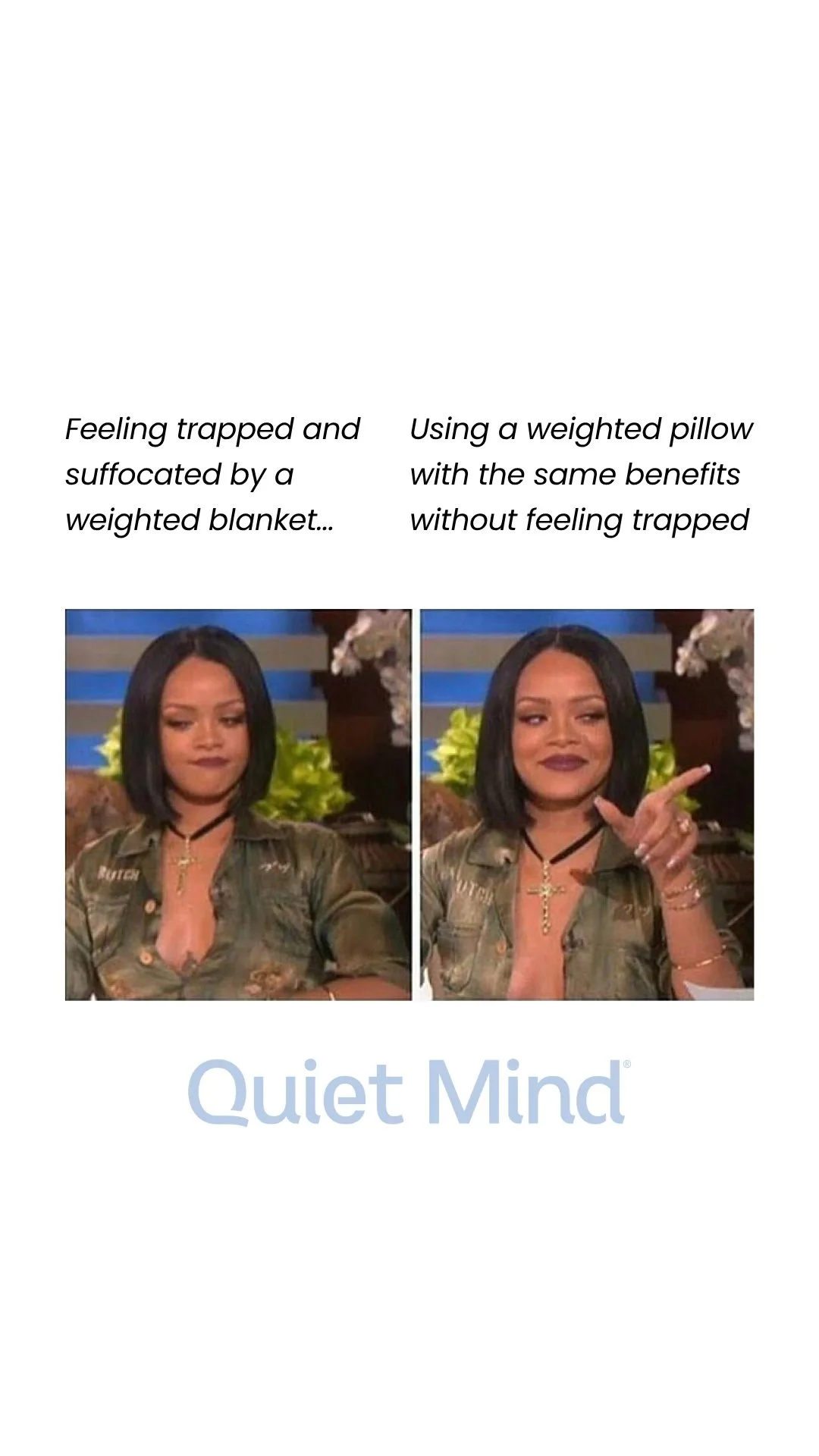 A story post comparing weighted pillows and blankets